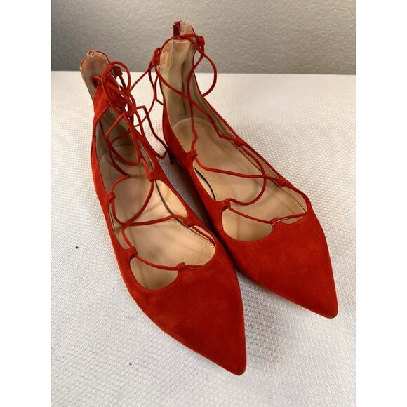 J.CREW Shoes - JCrew $168 Suede Lace-Up Flats Sz 9.5 Fiery Sunset Red F7986 Shoes